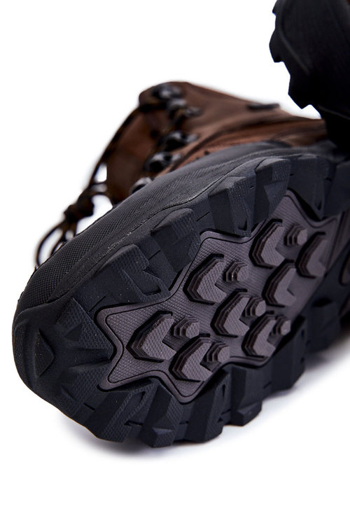 Pánské zateplené trekové boty Cross Jeans KK1R4019C Tmavě hnědé