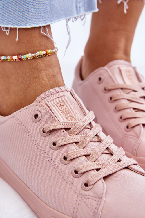 Dámska hladká nízka veľká hviezda LL274059 Ružové tenisky