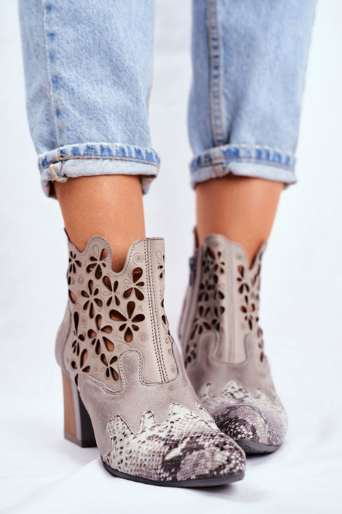 Dámské Kotníkové Boty na Podpatku Jarní Maciejka Šedé 04369-13