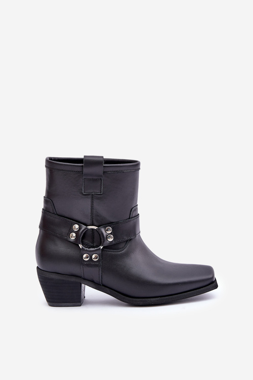 Čižmy Z Prírodnej Kože Na Opätku Čierne Zazoo 3444/2