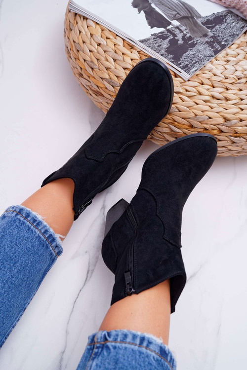 Dámské Kotníkové Boty Na Podpatku Černé Nutriso