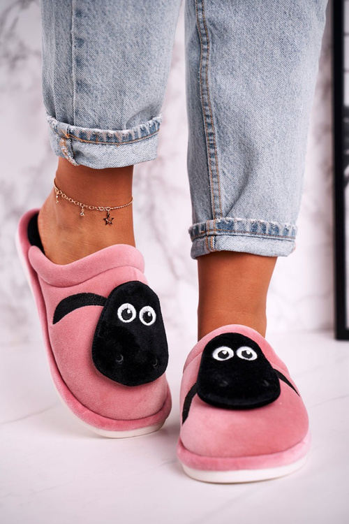 Dámské Velurové Pantofle S Ovcemi Práškově Růžová Charlie