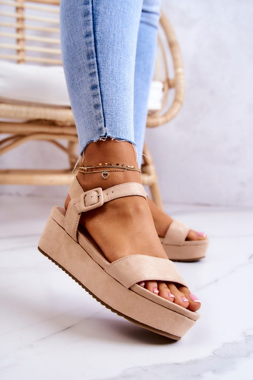 Semišové sandále na platforme Sariah Beige