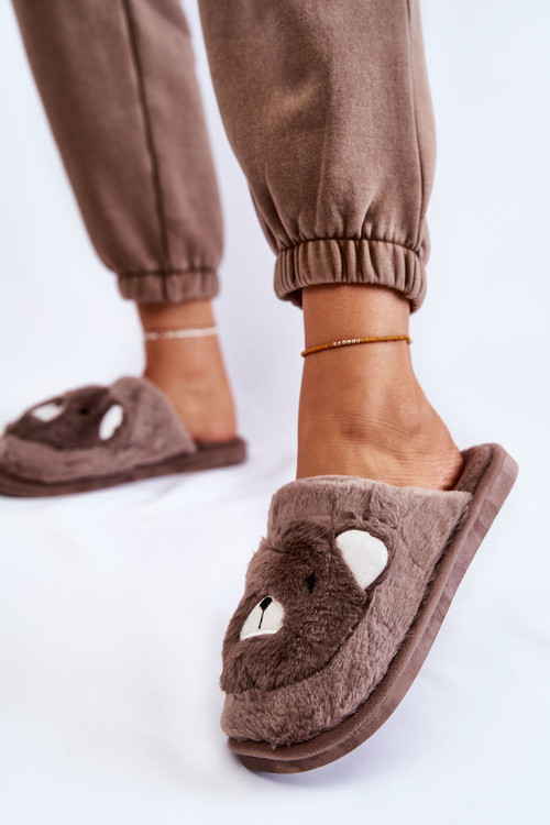 Ženská kožušina papaci s hnedým medvedíkom solly