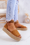 Espadrilles sandále na platforme Camel Jeanna