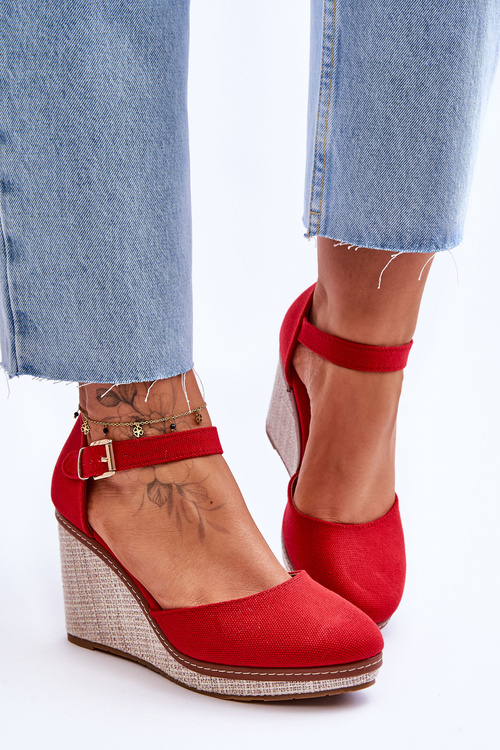 Dámske klasické klinové sandále Red Malani