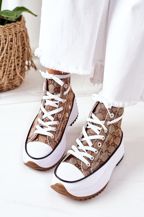 Prihlásené tenisky na platforme Electric Love Brown Platform