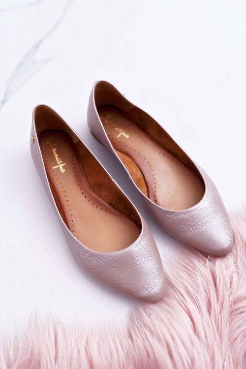 Dámska kožená balerinas Maciejka Metallic Béžová 04100-10