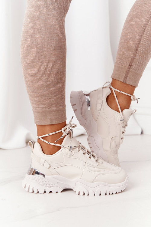 Dámské Sneakersy Na Masivní Podrážce Béžové Influencer