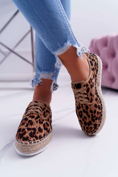 Dámské Espadrilky šněrovala Semišové Leopard MyShoes