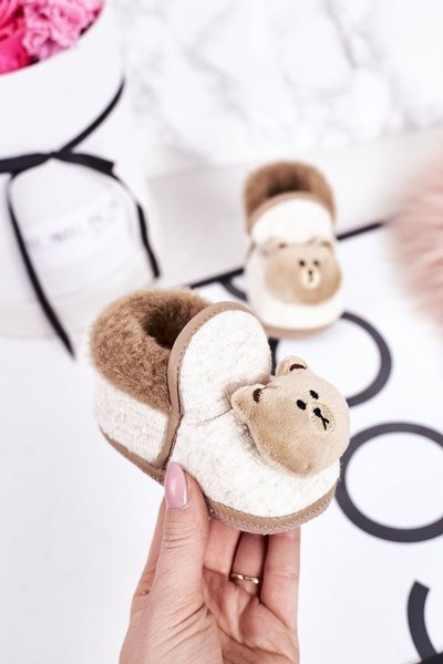 Dětské Pantofle Na Gumičku S Plyšovým Medvídkem Hnědé Pooh