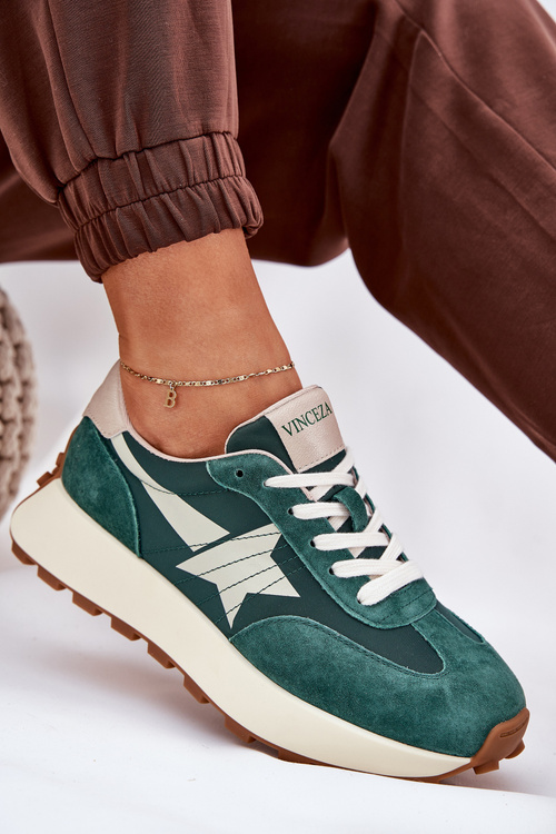 Dámske Semišové Športové Topánky Na Platforme 66720 Zelené Vinceza