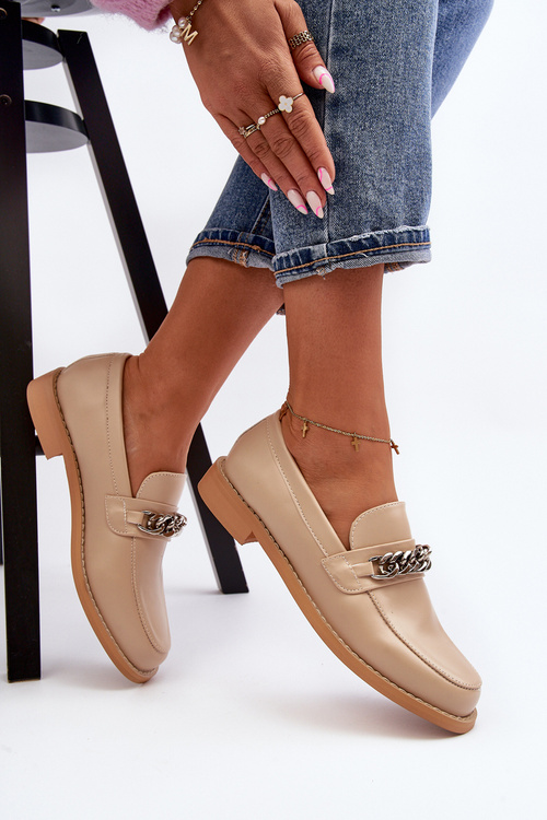 Dámske ekokožené mokasíny s reťazom béžové Nohlies