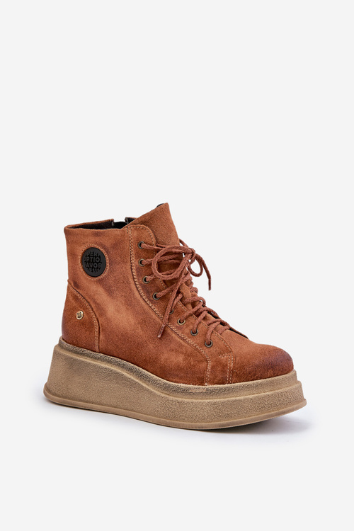 Semišové Boty Na Masivní Platformě Maciejka 06309-29 Hnědé