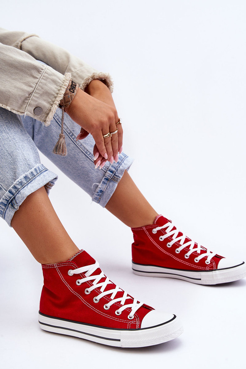 Dámske klasické tenisky s vysokým červeným remosom