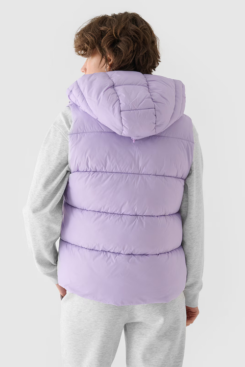 Dámsky Páperový Bezrukávnik S Kapucňou Fialový 4F 4FWAW24TVJAF141-52S