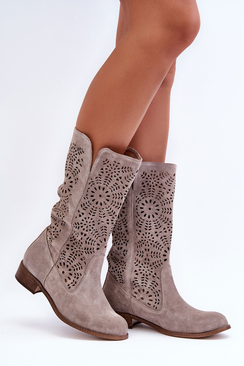 Suede Openwork Boots Lewski 3366/2 Cappucino