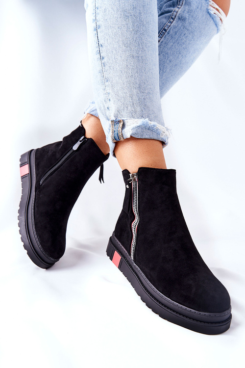 Suede topánky na topánkach Jodhpur na platforme čiernej Nessa