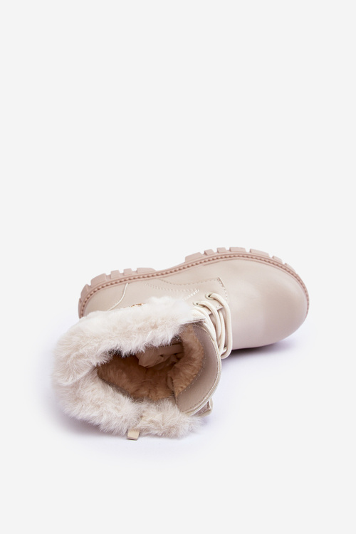 Kožené izolované detské topánky s béžovou reťazou Cadia