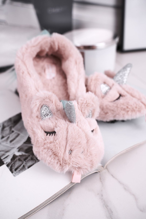 Dámské Pantofle s Kožešinou Jednorožci Růžové Rainbow