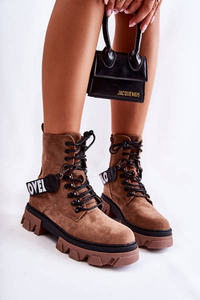 Semišové vysoké topánky s izolačnou hnedou danity