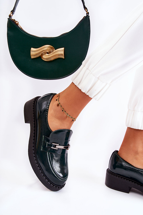 Maľované topánky so striebornou dekoráciou zeleným lemarom Hestillom