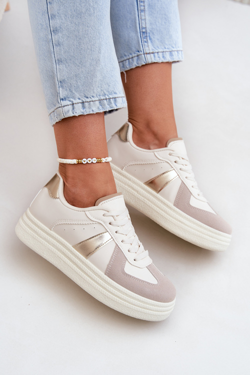 Eko Kožené Tenisky Dámske Na Platforme Béžové Goriette