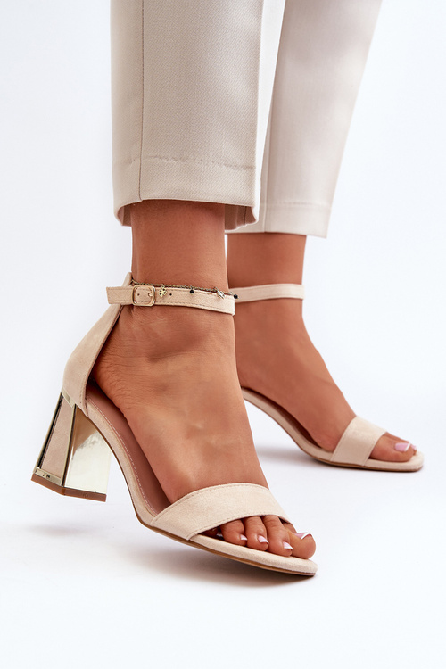 Sandále zo Zamšu na Päte Béžové Pholia