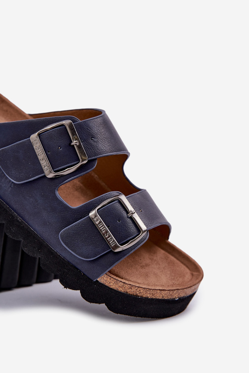 Lehké Pánské Pantofle S Přezkami Eko Kůže Big Star NN174530 Granátové