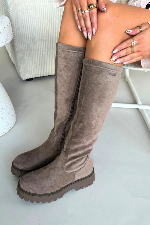 Zateplené dámske čižmy na platforme Big Star OO274722 béžové