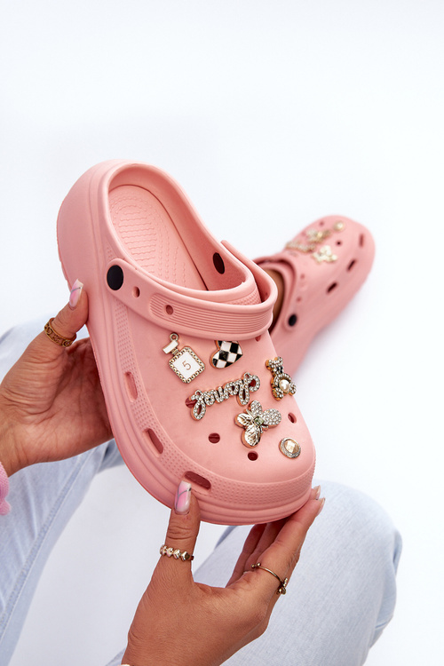 Dámské lehké pěnové pantofle s tlustou podrážkou s růžovými přezkami Effiora