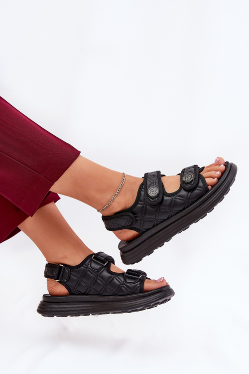 Dámske Sandále S Dekoratívnymi Detailmi Na Suchý Zips Čierne Zoliner