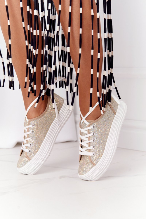 Třpytivé Tenisky Na Platformě Zlaté Luna