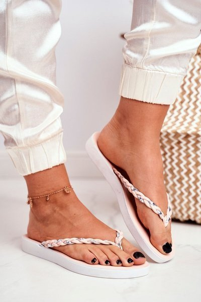 Dámsky flip -flops flip -flops spletený ružový peggie pás