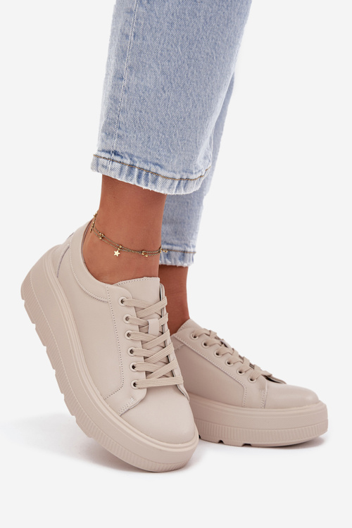 Kožené tenisky na masívnej platforme béžové Sylvessa