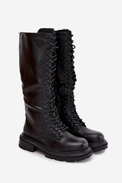 Dámske zimné topánky Glany z eko kože čierne Selvina