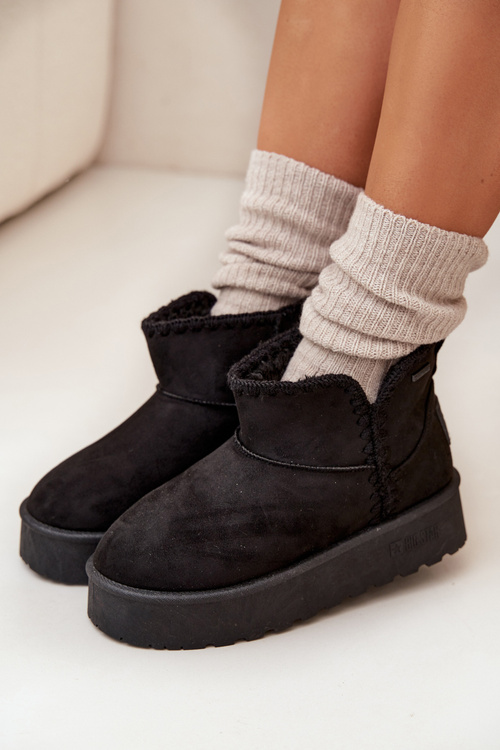 Dámske Snehule Na Platforme S Prešívaním Big Star SS274128 Čierne