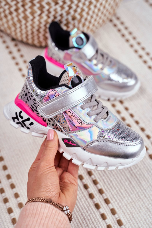 Dětská Sportovni Obuv se Suchým Zipem Stříbrné Be Happy