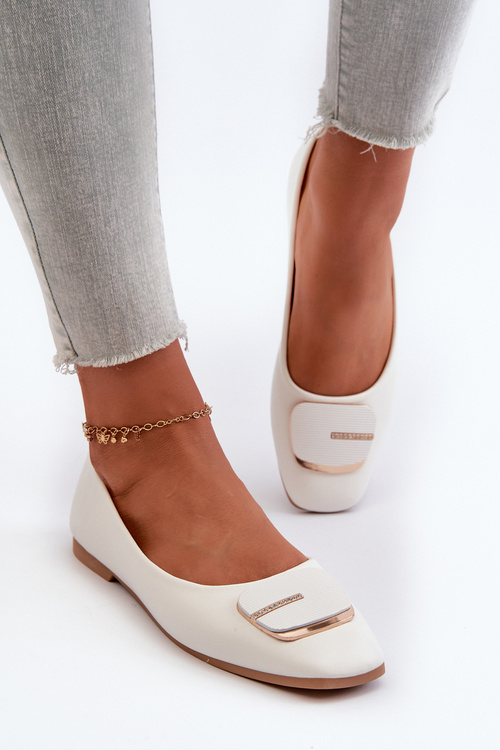 Dámské baleríny z ekokože s ozdobou Bílé Edoslli
