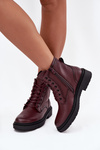 Zateplené dámské kotníkové boty z pravé kůže Sergio Leone BT25248-S bordó