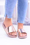 Dámske flip -flops s kamienkami ružové zlato