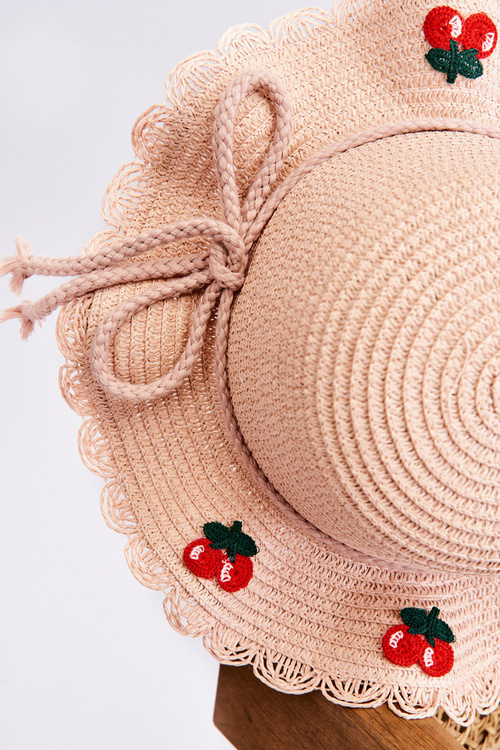 Dětský klobouk S třešněmi Růžove