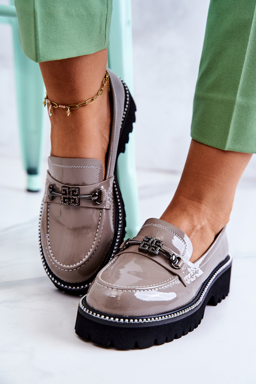 Chýbali kožené topánky s dekoráciou svetlo hnedej adison