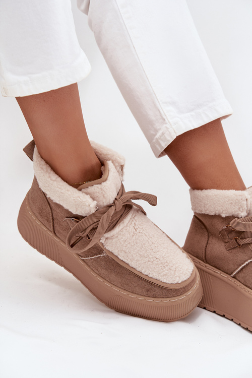 Dámske snehule na platforme s kožušinou Béžové Florivelle