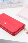 Red Big Women's Wallet Keychain Golden Heart