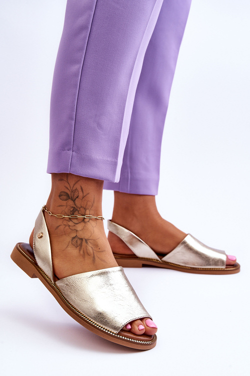 Zazoo 40327 Kožené nášlapné sandály zlaté