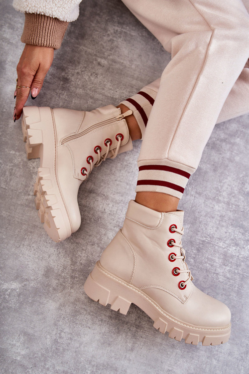 Kožené Boty Pracovníci Na Zipu béžove Messa