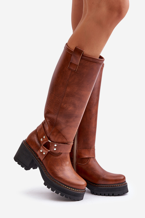 Kožené Dámske Čižmy Nad Koleno Lewski 3432 Camel