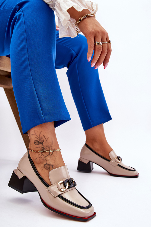 Pohodlné lodičky na nízkém podpatku Béžove Valenti