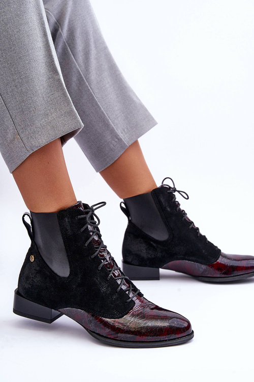 Kožené boty na plochém podpatku Maciejka 06200-08 černé